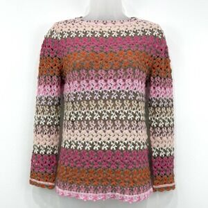 VTG Richard Grand Cashmere Sweater Womens XS Rainbow Crochet Quiet Luxury Italy